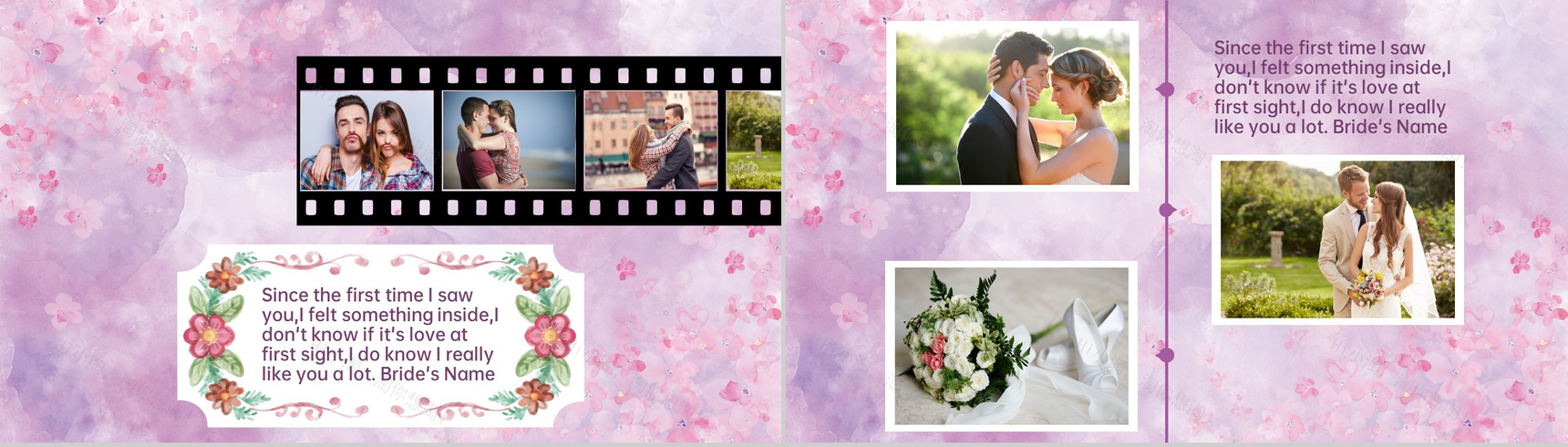 紫色清新唯美浪漫婚礼进行时流程介绍PPT模板-10