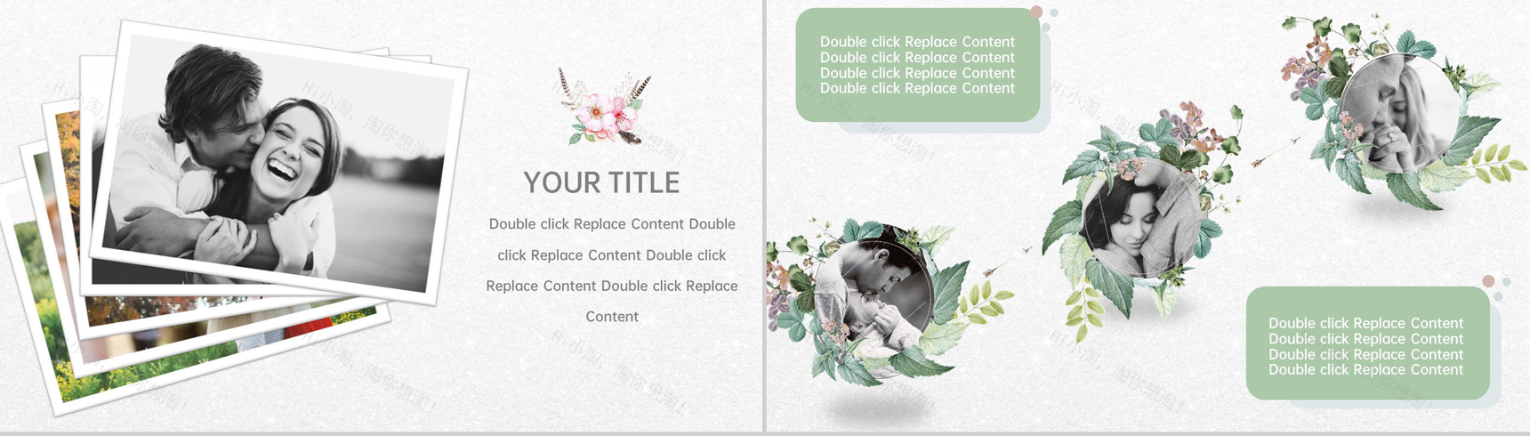 灰色欧美风温馨浪漫婚礼纪念相册PPT模板-16