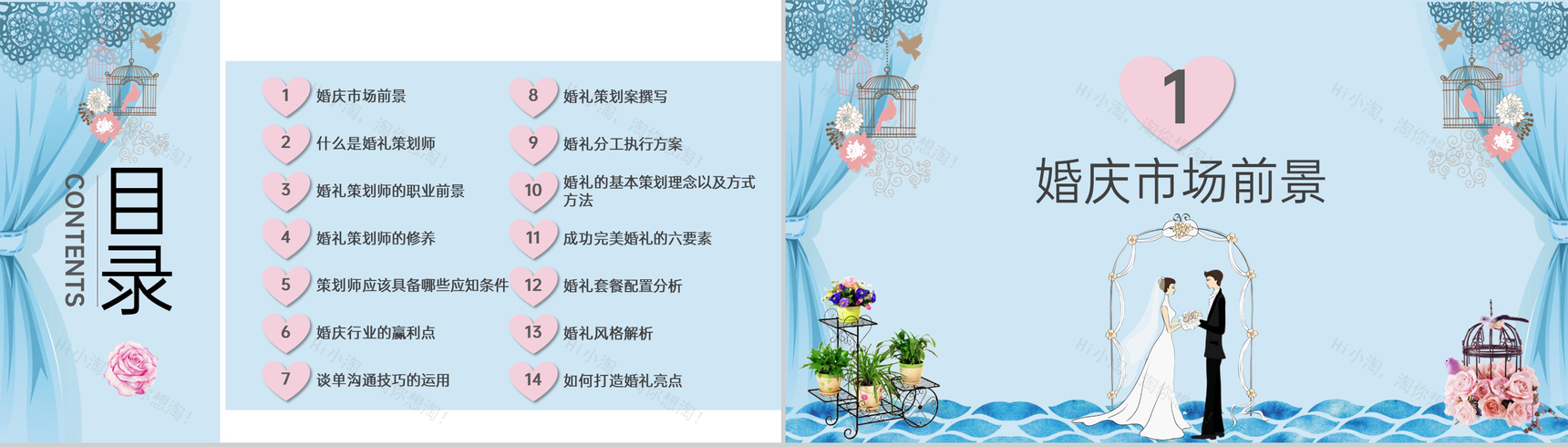 蓝色简约商务风婚礼策划师谈单员培训之了解婚礼PPT模板-2