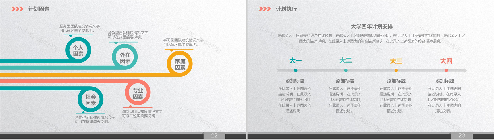 海浪彩色创意大学生职业规划PPT模板-12