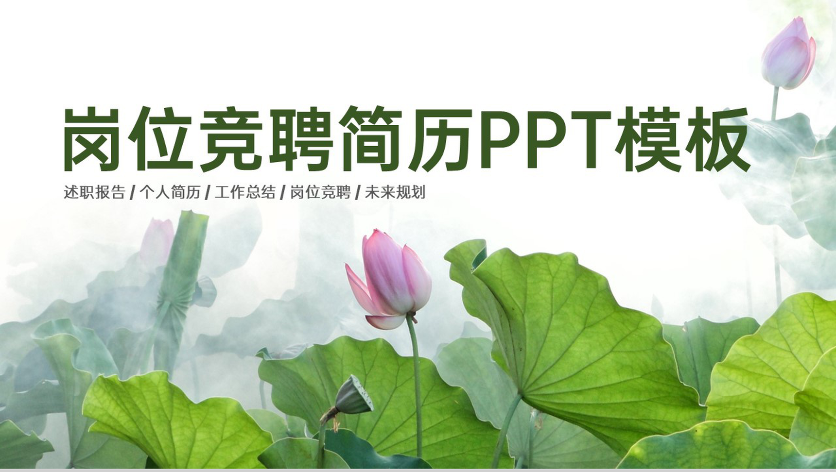 绿色清新风个人简历岗位经验竞聘PPT模板