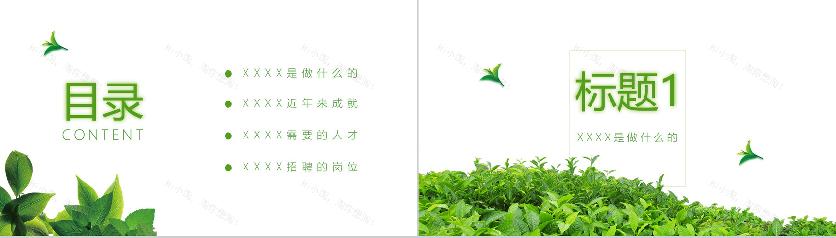 清新绿叶简约文艺校园招聘会PPT模板-2