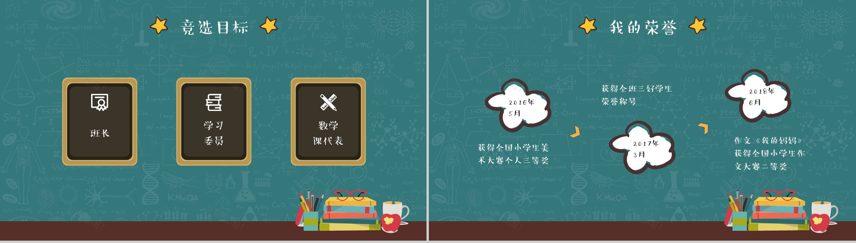 简约手绘黑板风小学生班干竞选自我介绍PPT模板-5