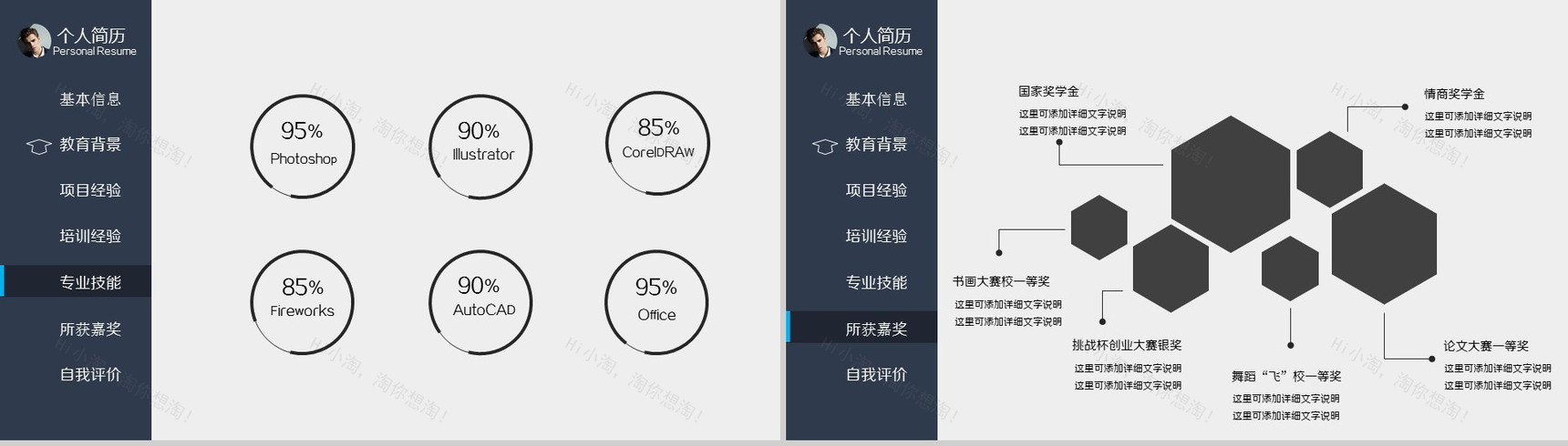简约商务个性自我介绍个人简历PPT模板-4