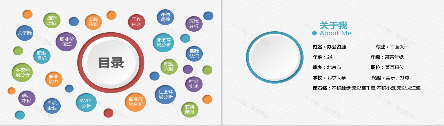 扁平化简洁大学生职业生涯规划个人简历介绍PPT模板-2