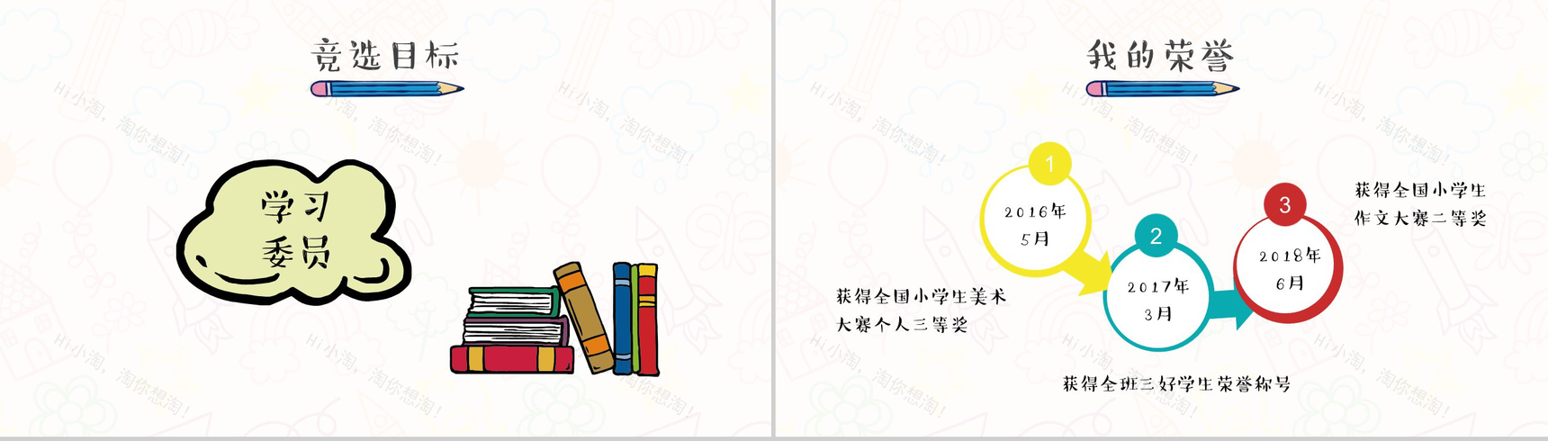 创意手绘简约班干竞选自我介绍PPT模板-5