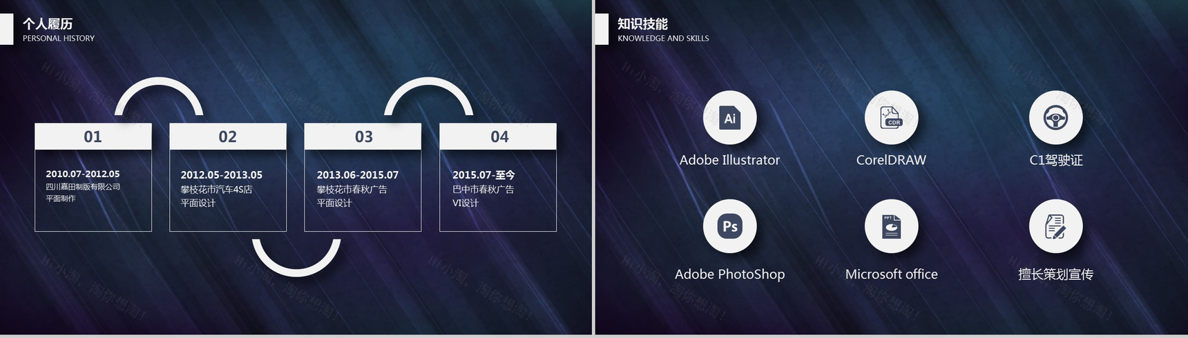 深蓝大气简约个人简历应聘自我介绍PPT模板-3