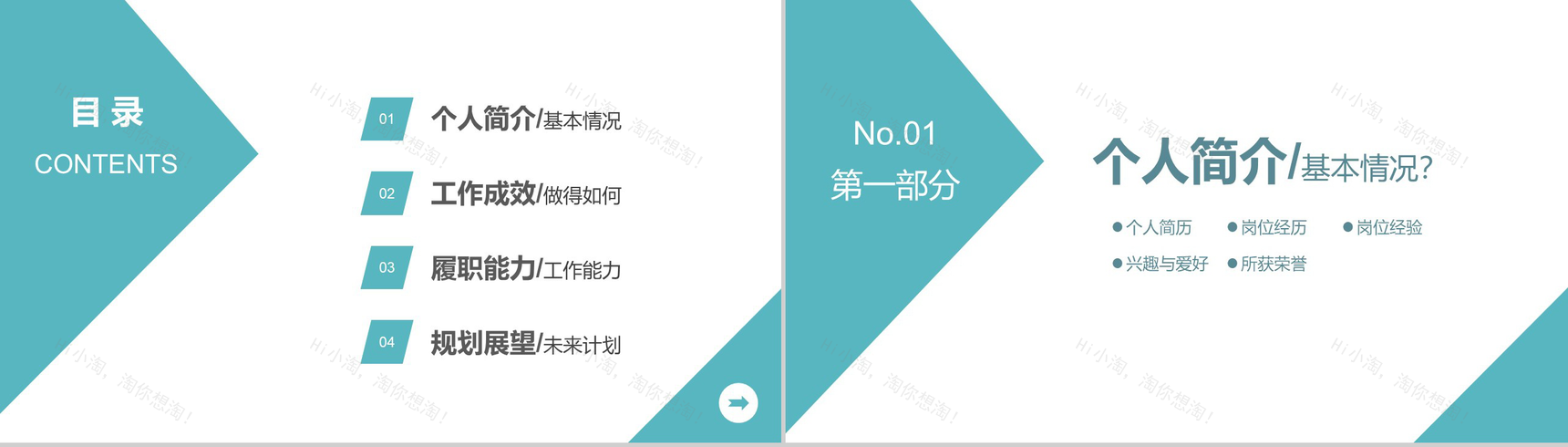 青色商务英伦风格个人竞聘简历PPT模板-2