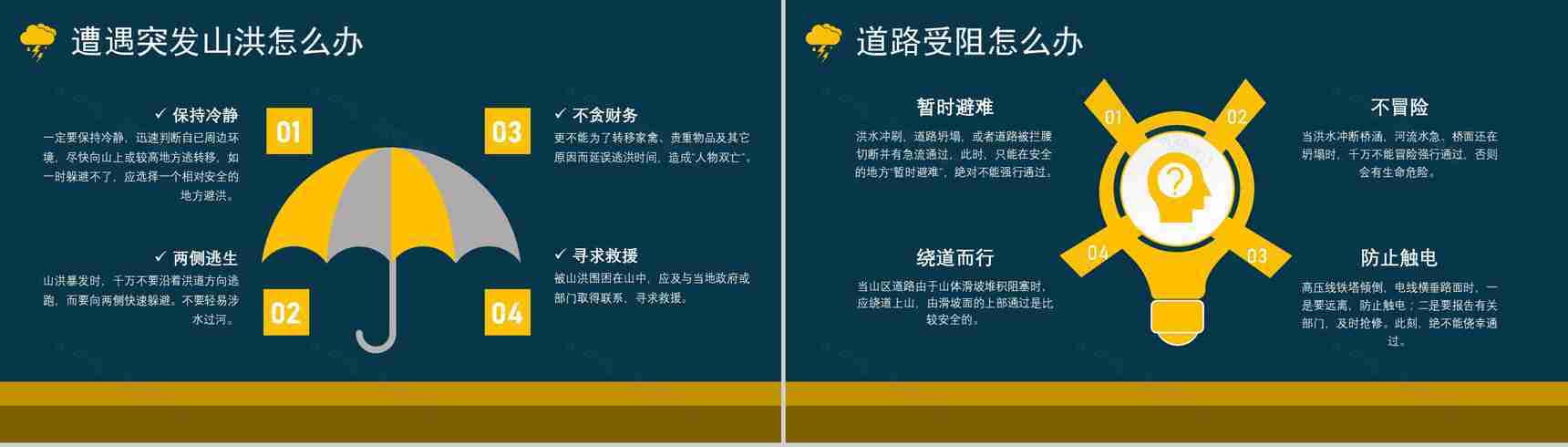 雨季城市防洪防汛知识科普校园安全教育宣传PPT模板-6