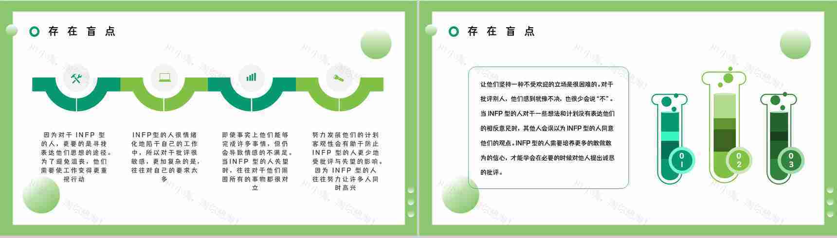 职业人格评估测试MBTI职业性格分析总结INFP工作优势劣势汇报PPT模板-5