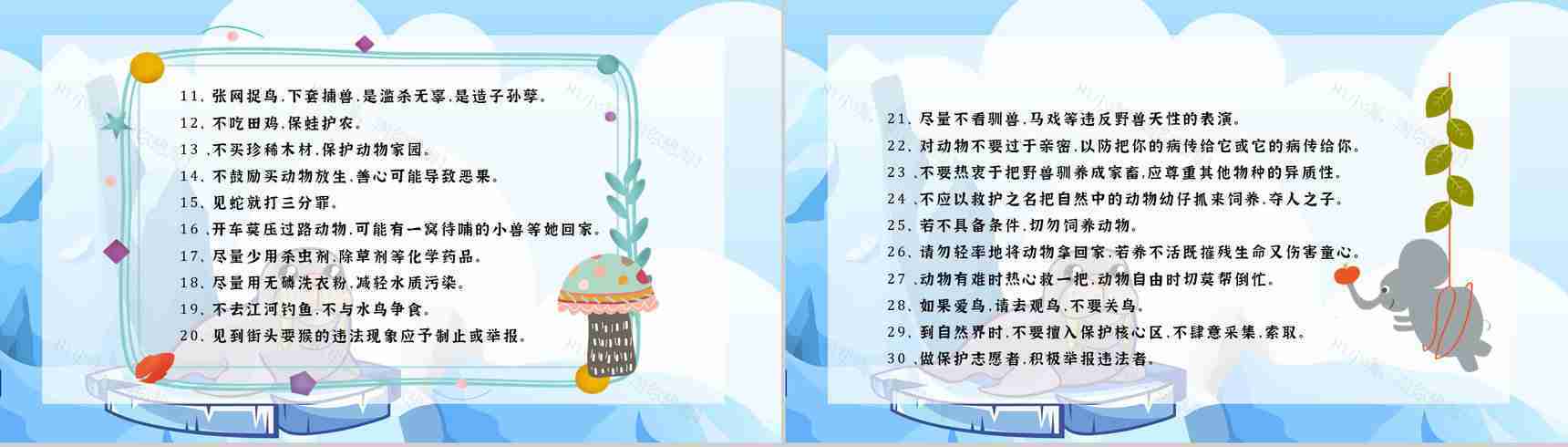 卡通风保护野生动物国际保护动物日公益宣传教育讲座策划书汇报PPT模板-7