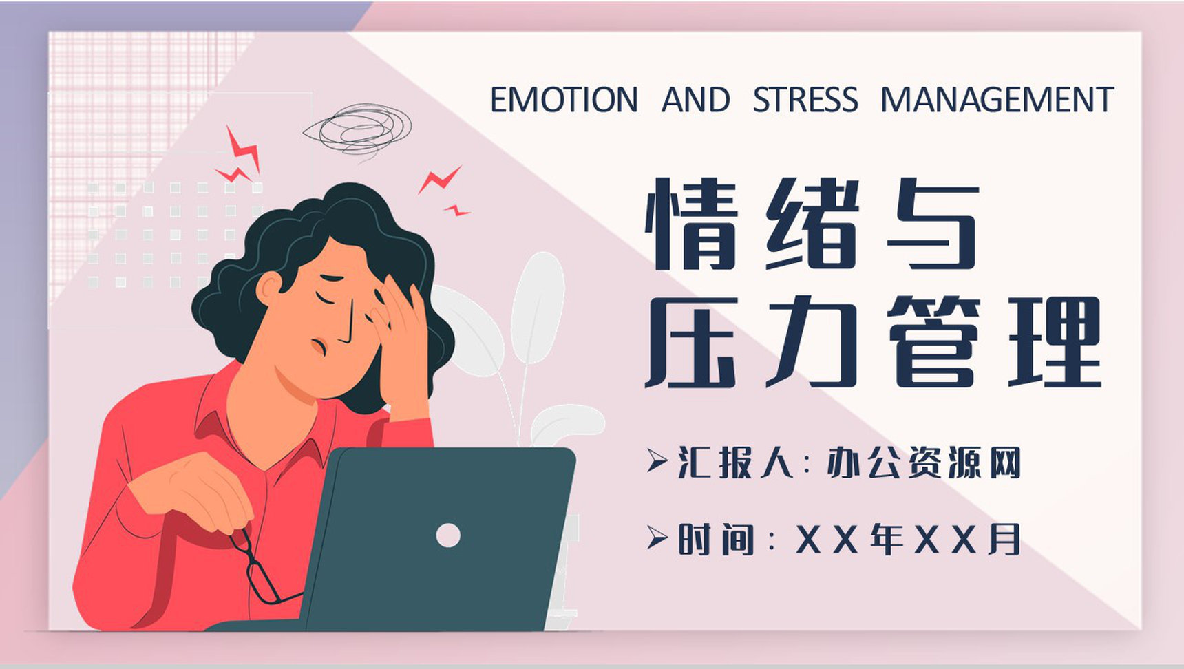 企业员工心理减压方案情绪与压力管理培训讲座心得PPT模板