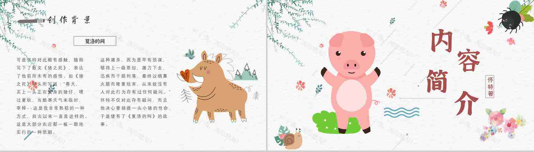 寓言故事《夏洛的网》人物分析怀特教师备课心得体会PPT模板-3