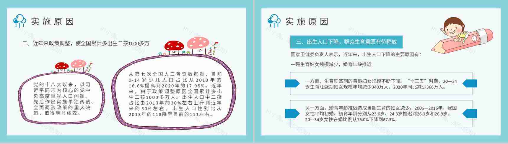 完善人口发展战略全面实施三孩政策的原因和影响说明PPT模板-4