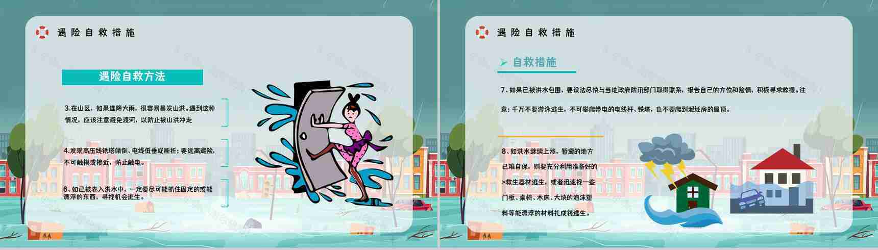 夏季防洪防汛安全小知识培训暴雨台风极端天气应急措施和方法PPT模板-7