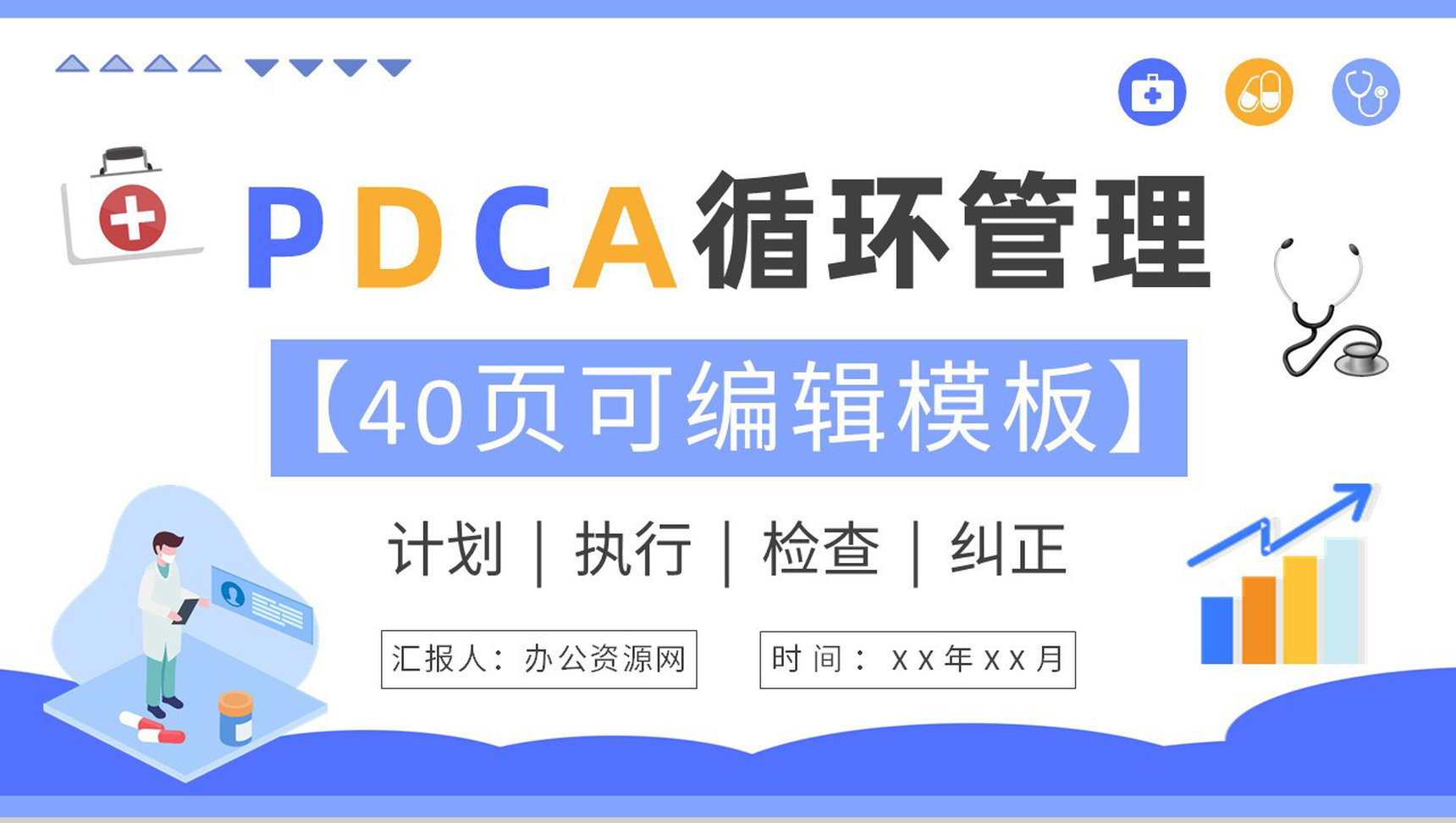医疗行业护理PDCA管理循环品管圈案例分析汇报PPT模板
