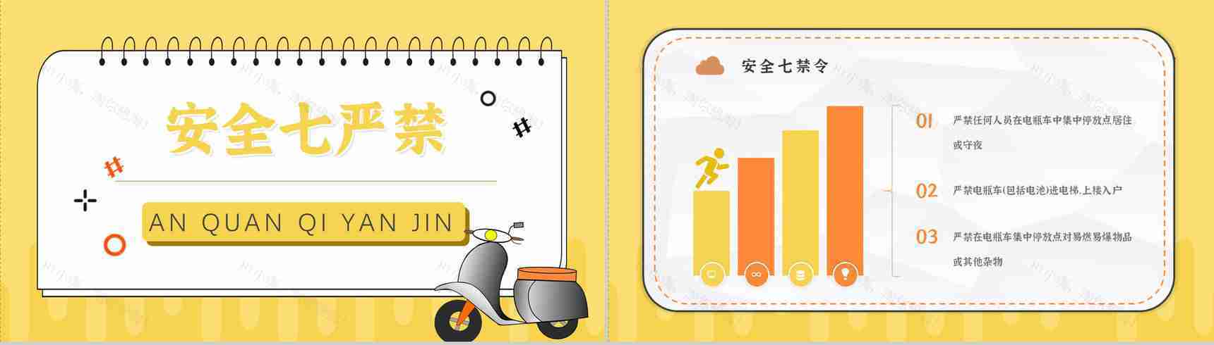 电动车消防安全知识防范安全七严禁电瓶车安全五条PPT模板-6