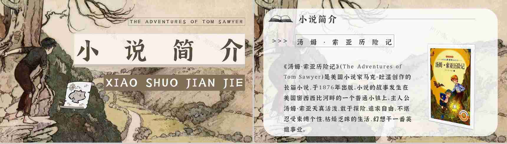 读书笔记《汤姆索亚历险记》作者简介名著片段赏析PPT模板-5