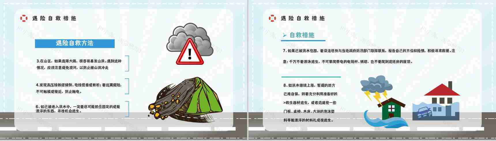 防洪防汛防暴雨应急预案安全知识培训自然灾害安全常识PPT模板-7
