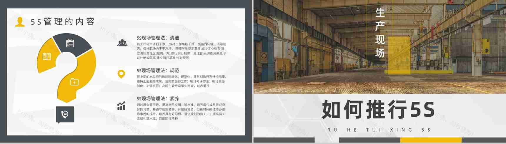 5S管理的内容及措施与经典步骤宣传标语生产现场的5S管理PPT模板-8