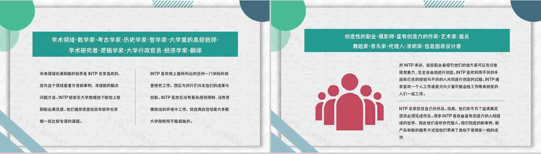 MBTI人格测试INTP职业性格职业领域建议企业员工技能培训通用PPT模板-16