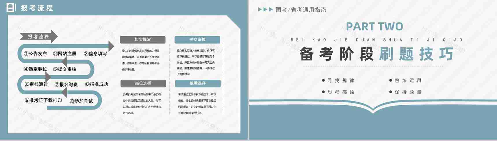 最新公务员考试报考流程指南考公行测申论复习技巧PPT模板-3