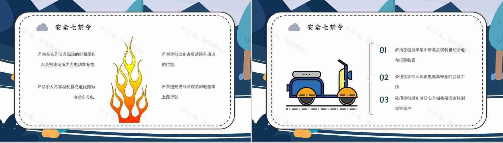 电动车电瓶车消防安全五条七严禁防范知识PPT模板-7
