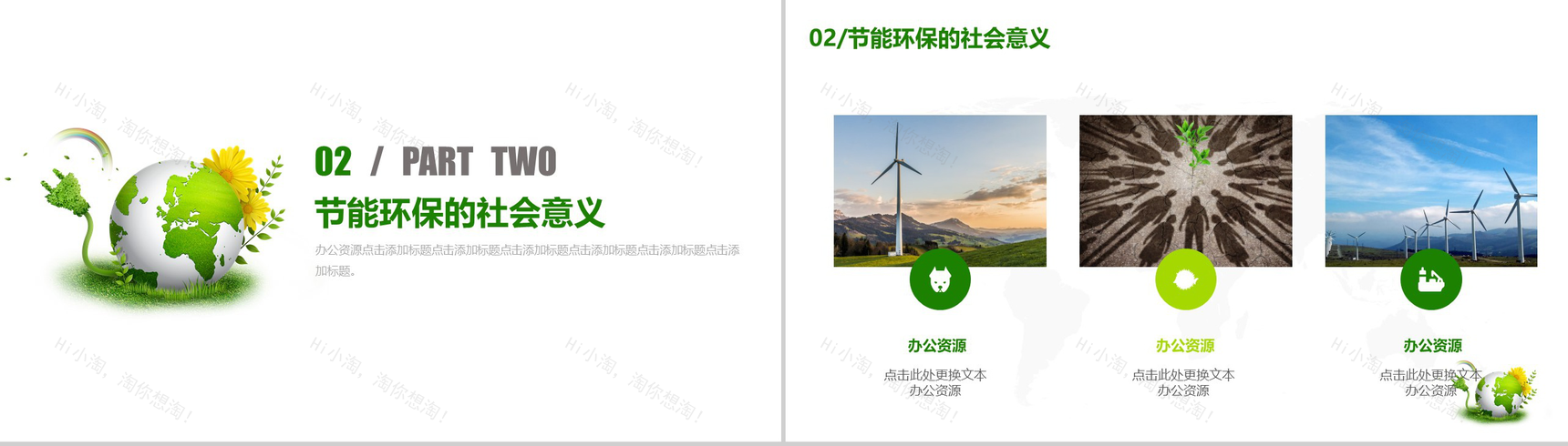 绿色简约低碳环保公益宣传PPT模板-5