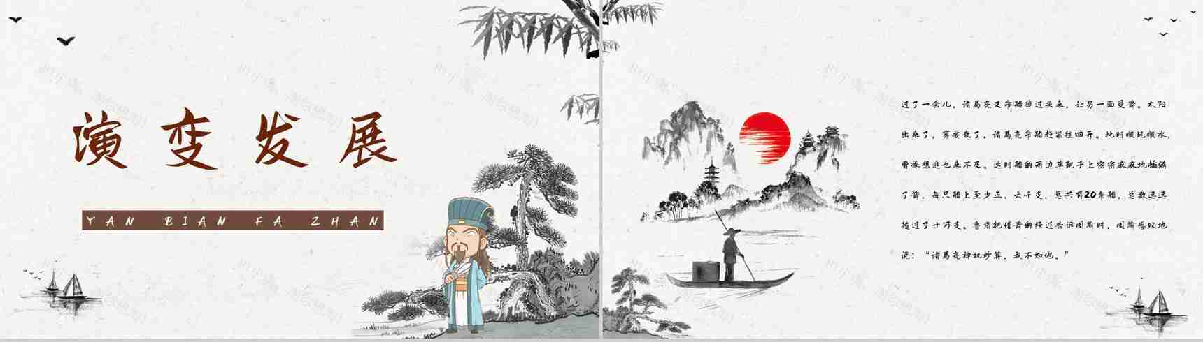 中国古典名著《三国演义》典故草船借箭故事介绍片段赏析PPT模板-4
