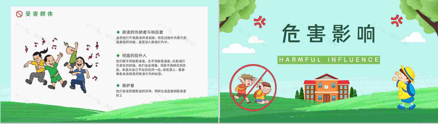 学校安全教育拒绝校园霸凌保护自己反对校园暴力宣传主题班会PPT模板-8