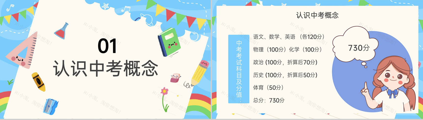 蓝色卡通风开学季初三开学第一课学习规划PPT模板-3