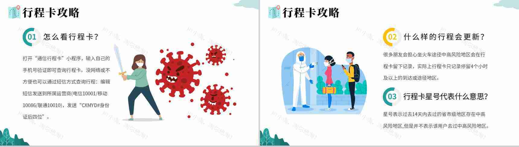 小清新防疫知识假期疫情出行政策安全教育PPT模板-6