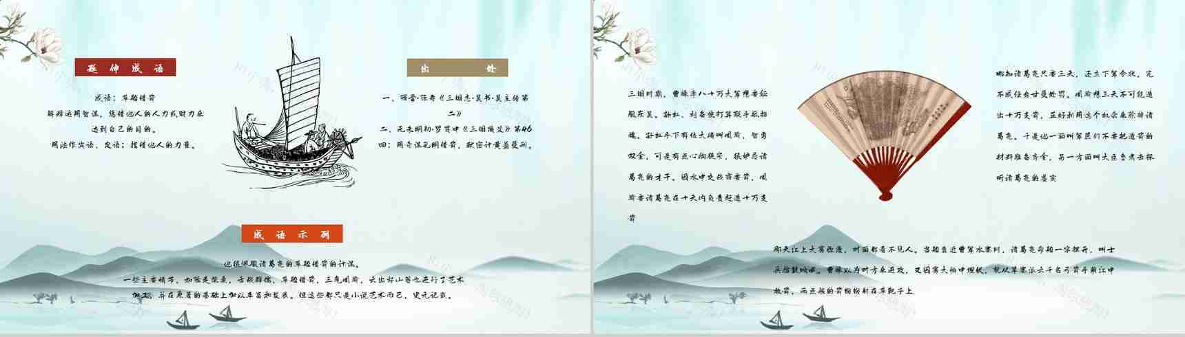 中学生必读典故《三国演义草船借箭》书籍阅读心得体会交流分析PPT模板-4