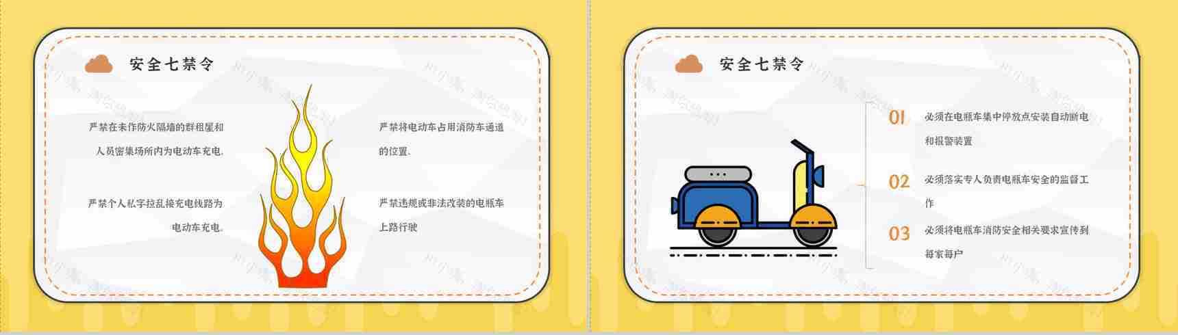 电动车消防安全知识防范安全七严禁电瓶车安全五条PPT模板-7