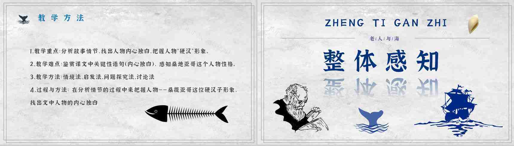 海明威文学作品《老人与海》小说介绍艺术特色鉴赏课件PPT模板-3
