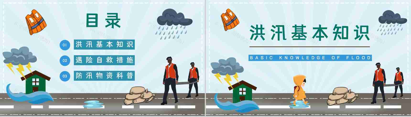 防洪防汛防暴雨应急预案安全知识培训自然灾害安全常识PPT模板-2