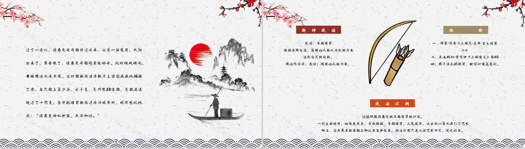 中国四大名著经典片段《三国演义草船借箭》作品导读好词好句摘抄PPT模板-8