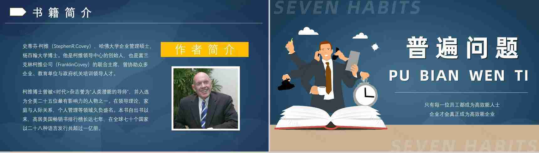 读书笔记好书推荐之史蒂芬柯维《高效能人士的七个习惯》分享阅读体会交流PPT模板-3