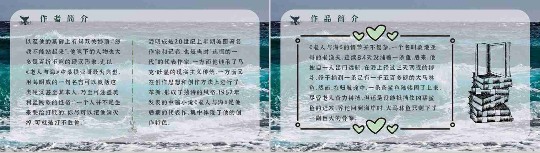 好词好句摘抄及赏析《老人与海》海明威所著书籍简介导读PPT模板-5