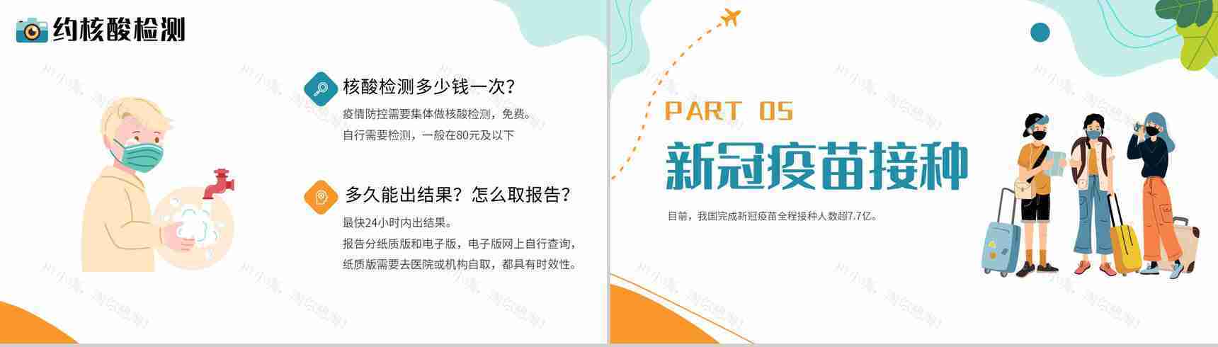 简约小清新假期疫情出行政策防疫知识PPT模板-8