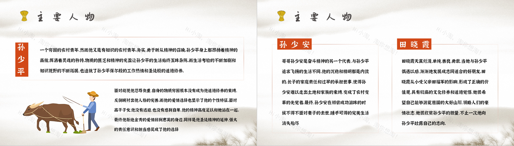 中学必读名著《平凡的世界》人物分析心得体会PPT模板-3