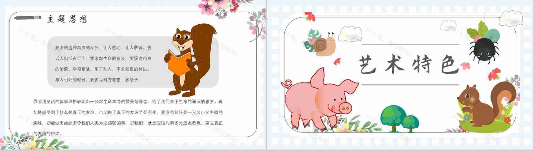 小学必读寓言故事怀特《夏洛的网》人物分析片段赏析PPT模板-3