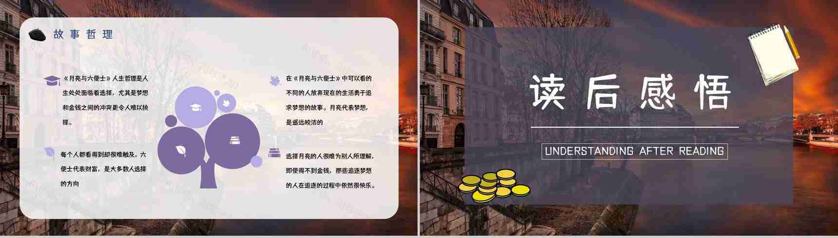 世界经典名著毛姆所著《月亮与六便士》五分钟解读小说内容简介艺术鉴赏PPT模板-14