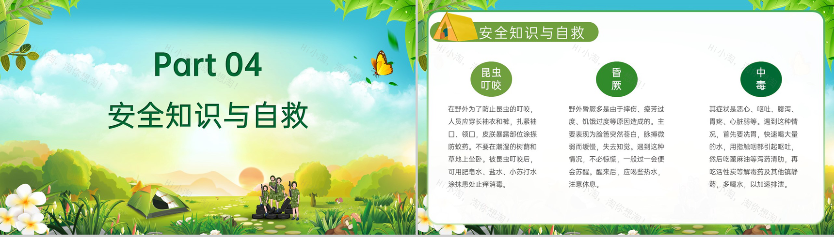 绿色卡通风儿童户外活动暑假夏令营策划方案PPT模板-9