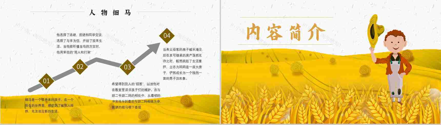读书分享《草房子》作品简介名著读后感PPT模板-4