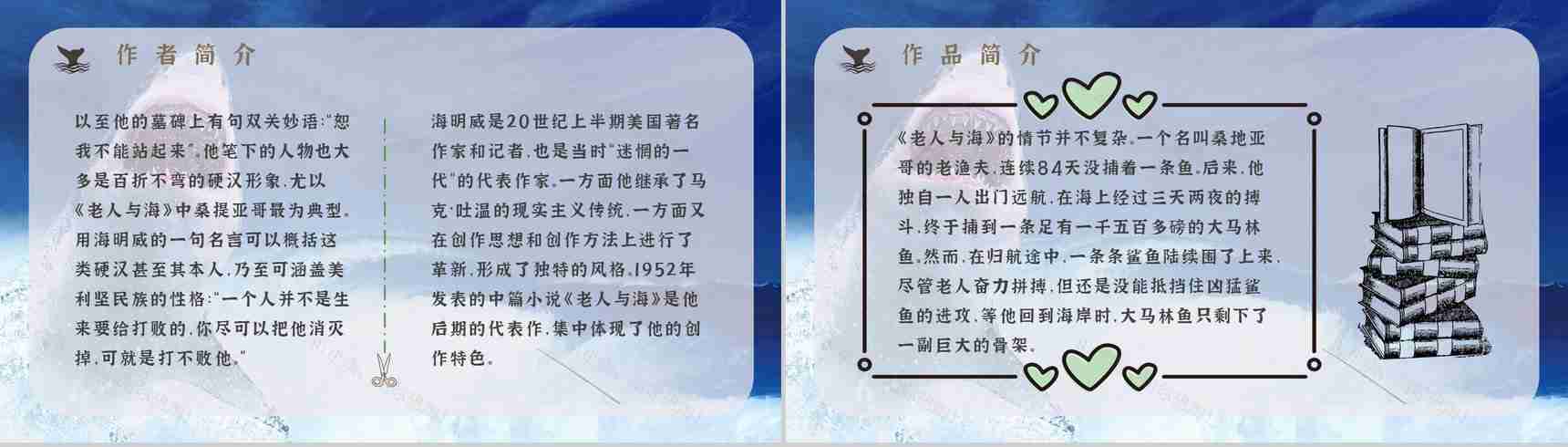海明威所著《老人与海》书籍简介导读好词好句摘抄及赏析PPT模板-5