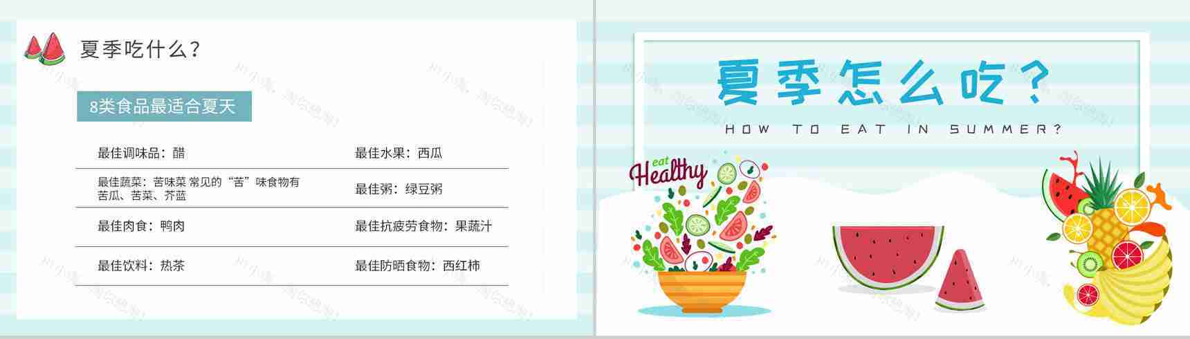 绿色食品健康知识宣传演讲夏季健康饮食教案PPT模板-3