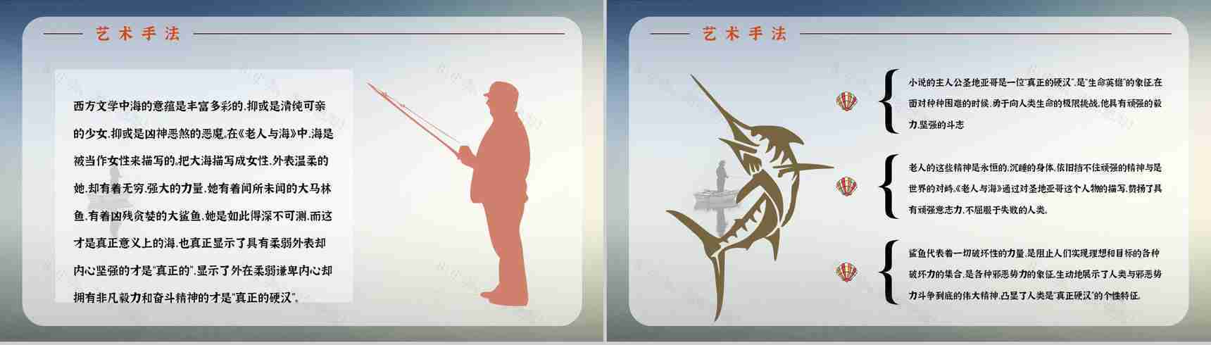 中学生必读小说海明威《老人与海》文学作品赏析教师备课课件PPT模板-3