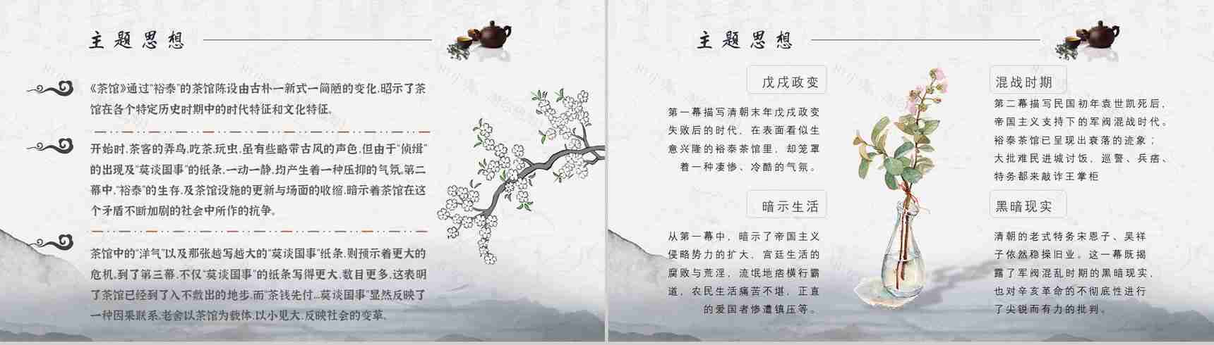 中学必读名著导读老舍《茶馆》作品内容简介心得体会PPT模板-11