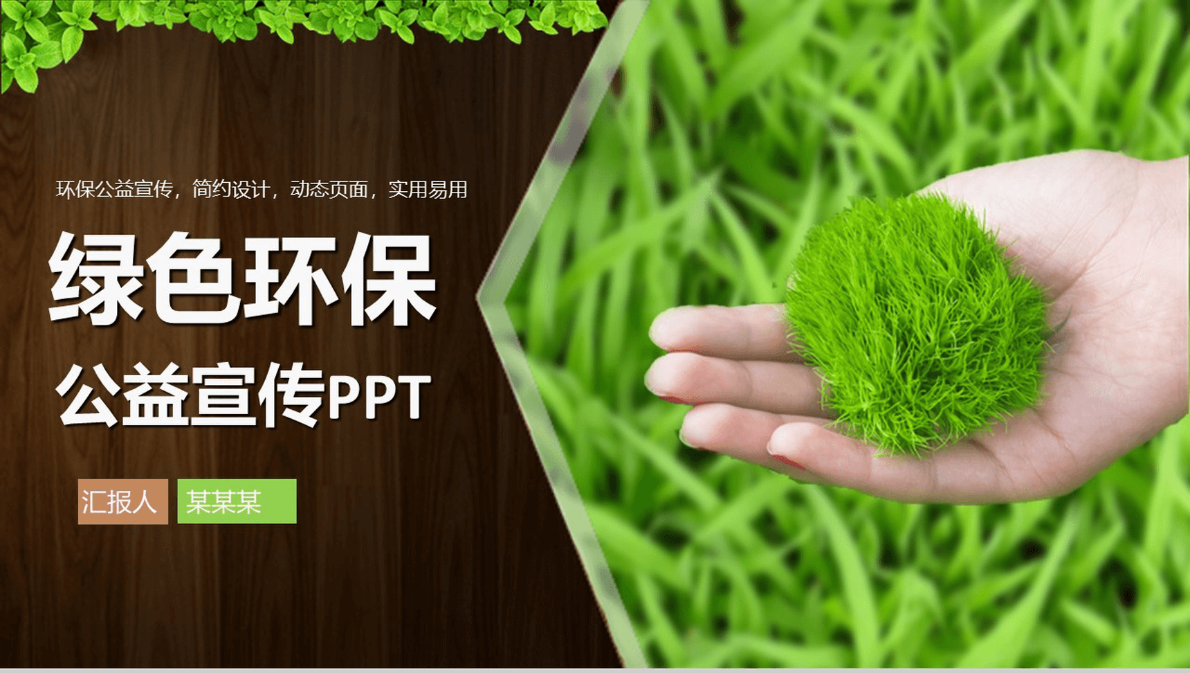 清新绿色生态环保项目公益宣传PPT模板